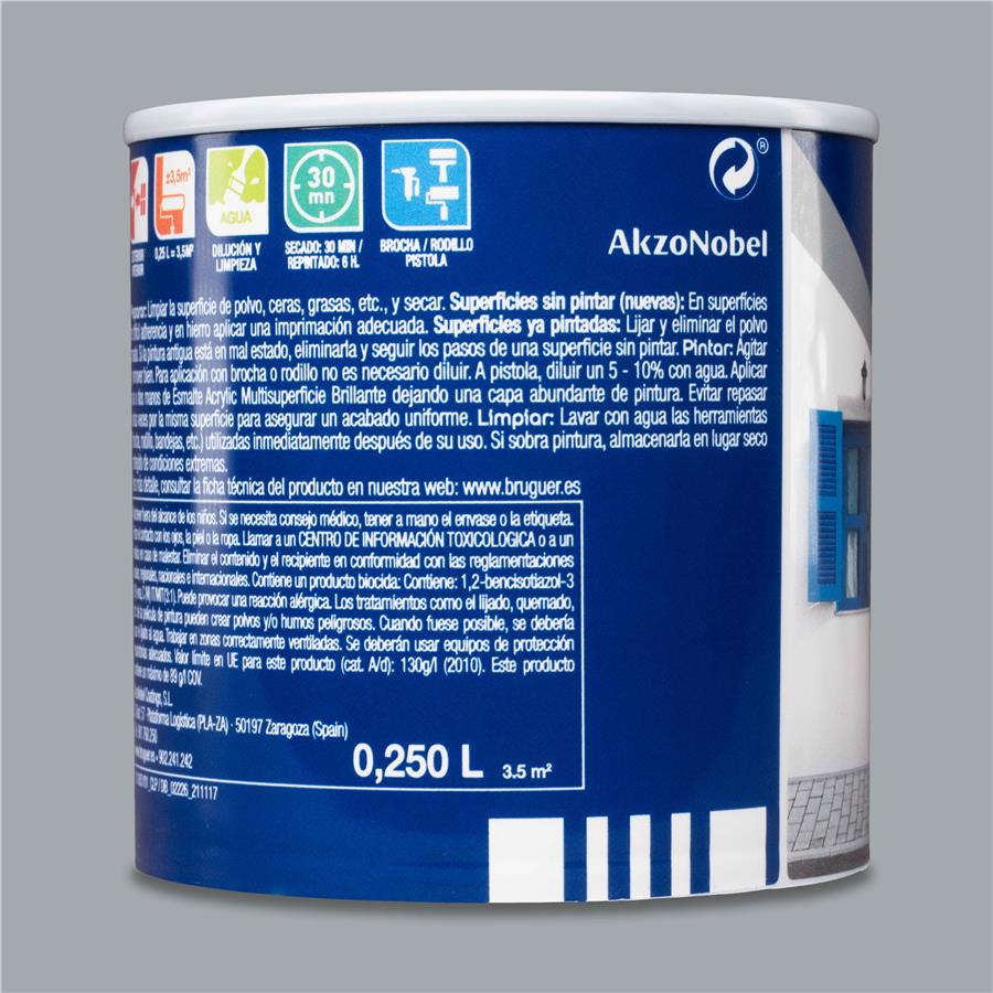 Esmalte Acryllic Multisuperficie Brillante Gris Perla 0,250L