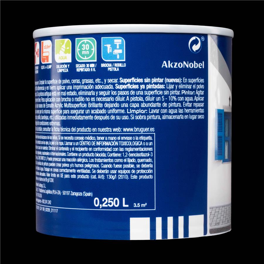 Esmalte Acryllic Multisuperficie Brillante Negro 0,250L