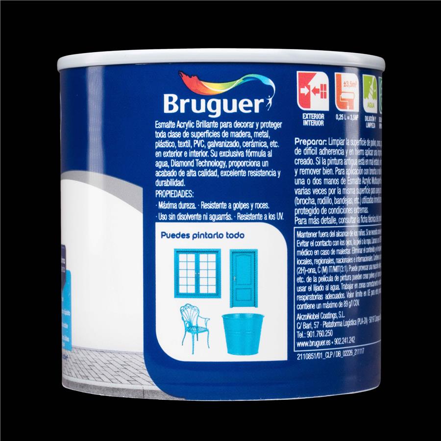 Esmalte Acryllic Multisuperficie Brillante Negro 0,250L