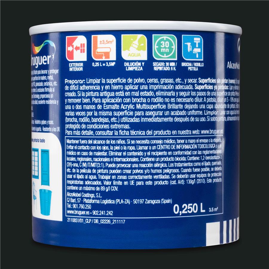 Esmalte Acryllic Multisuperficie Brillante Gris Medio 0,250L