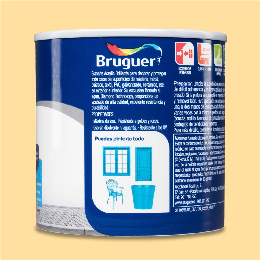 Esmalte Acryllic Multisuperficie Brillante Marfil 0,250L