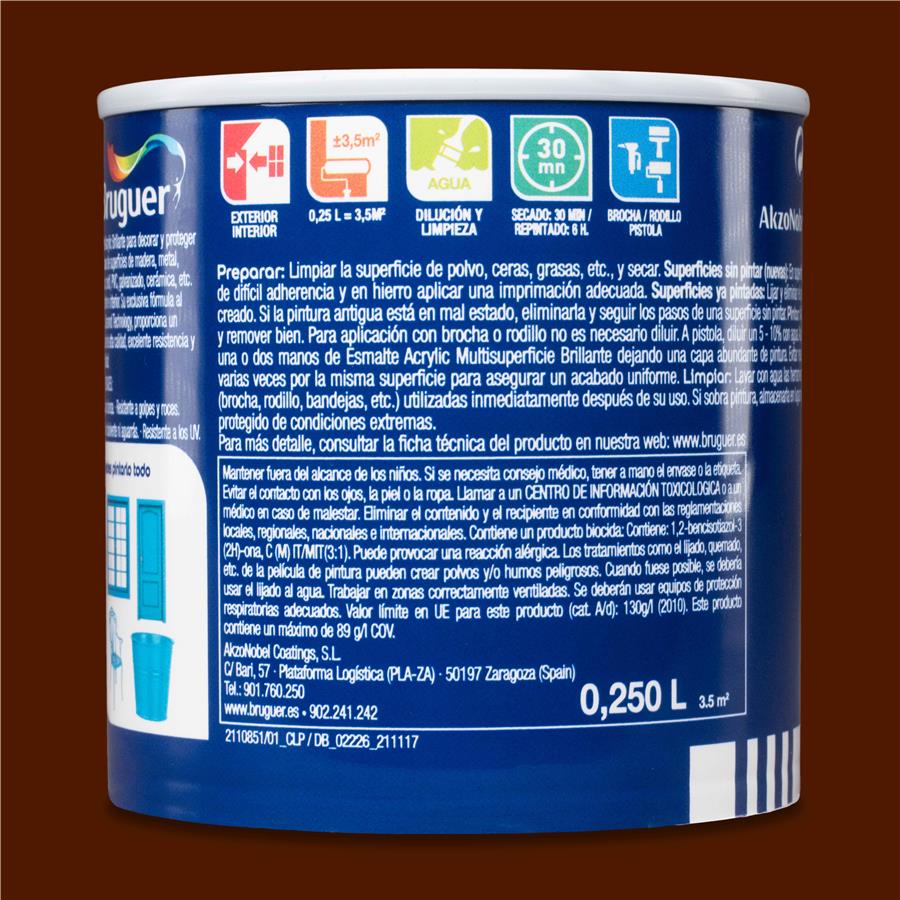 Esmalte Acryllic Multisuperficie Brillante Pardo 0,250L