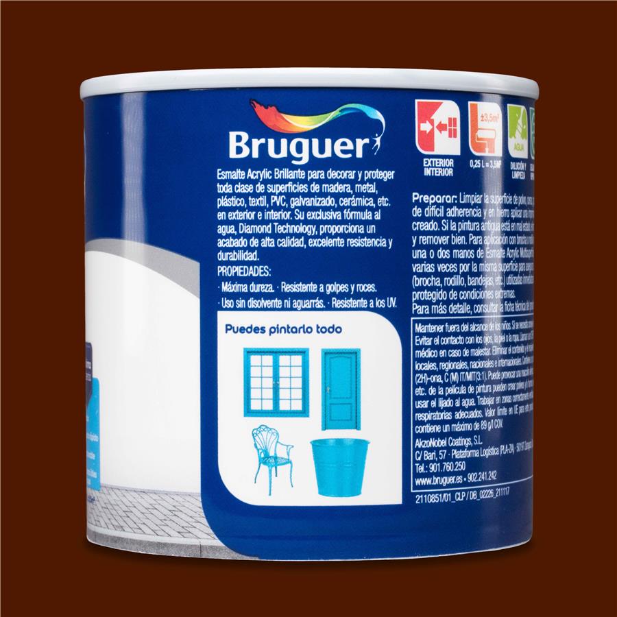 Esmalte Acryllic Multisuperficie Brillante Pardo 0,250L