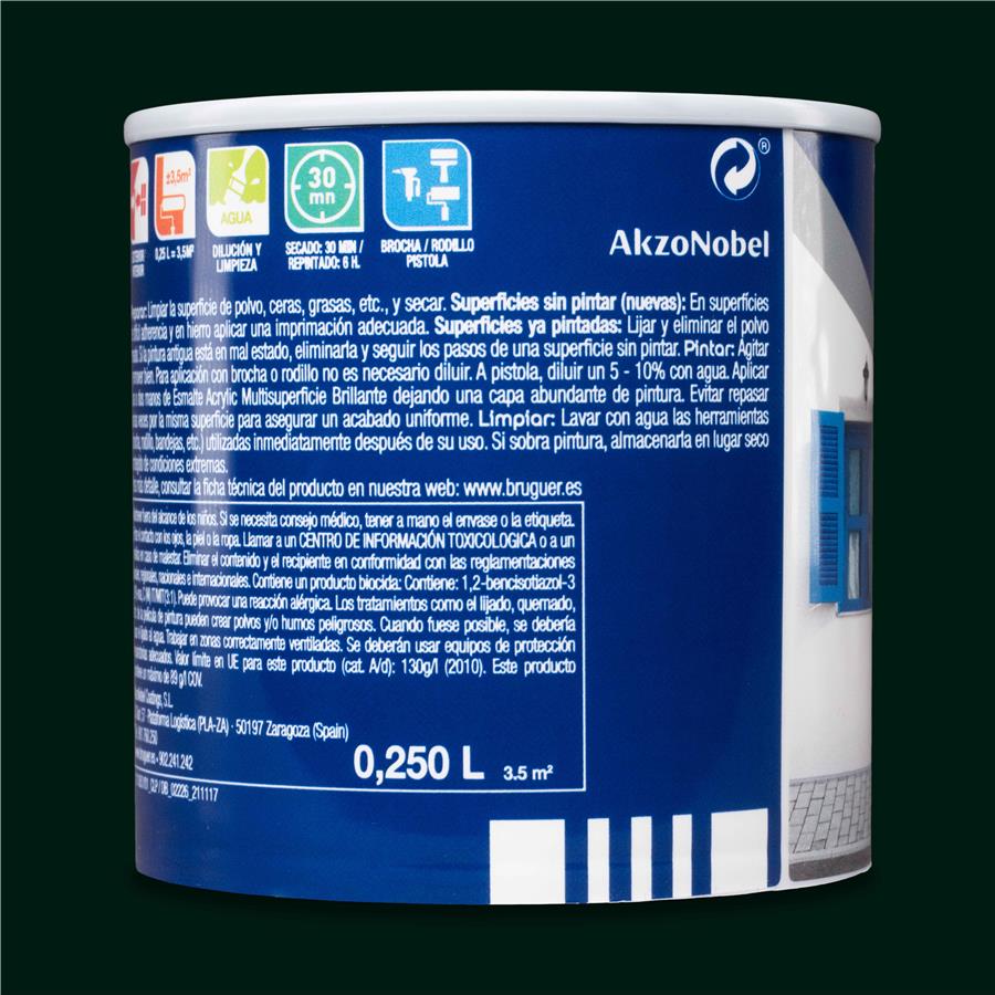 Esmalte Acryllic Multisuperficie Brillante Verde Carruajes 0,250L