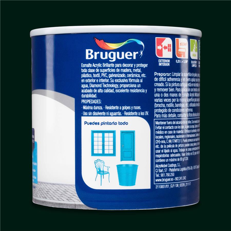 Esmalte Acryllic Multisuperficie Brillante Verde Carruajes 0,250L
