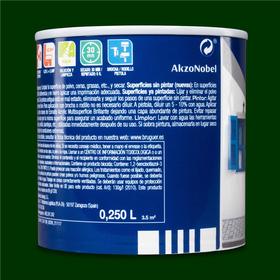 Esmalte Acryllic Multisuperficie Brillante Verde Mayo 0,250L
