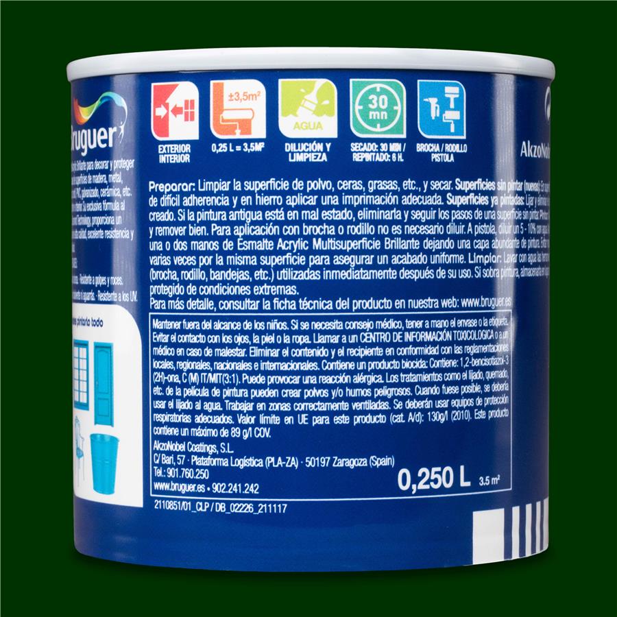 Esmalte Acryllic Multisuperficie Brillante Verde Mayo 0,250L