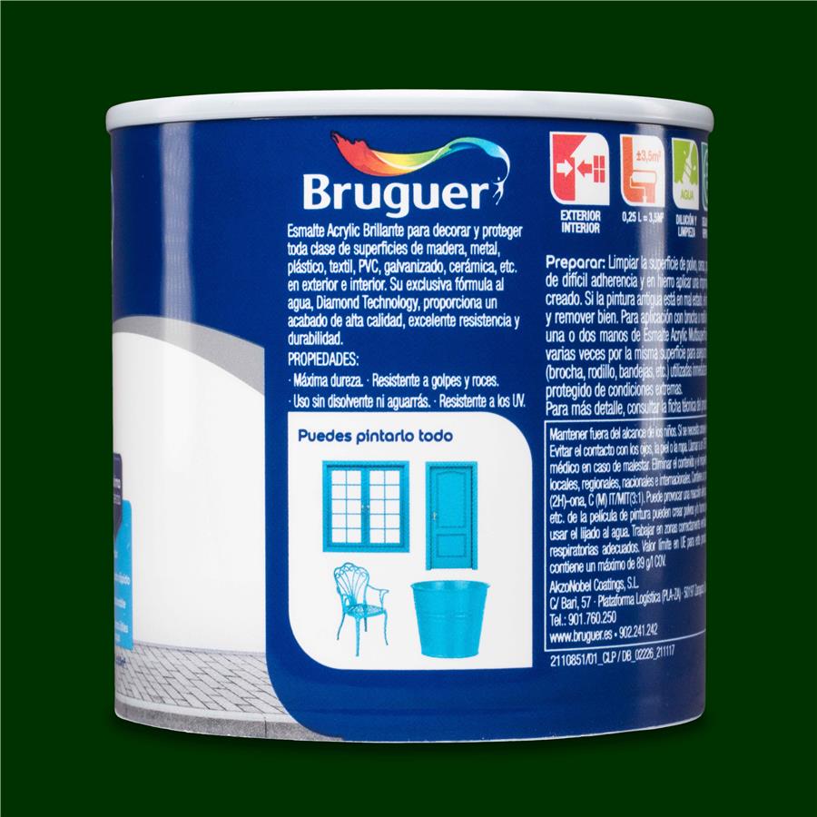 Esmalte Acryllic Multisuperficie Brillante Verde Mayo 0,250L