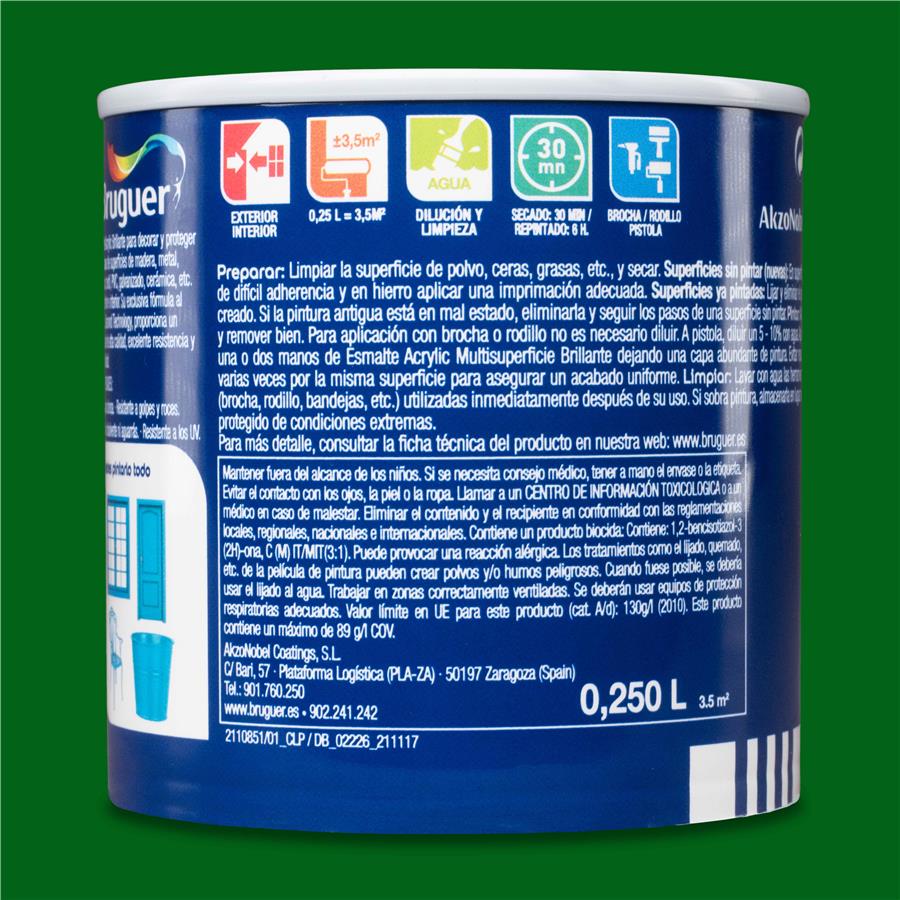Esmalte Acryllic Multisuperficie Brillante Verde Primavera 0,250L