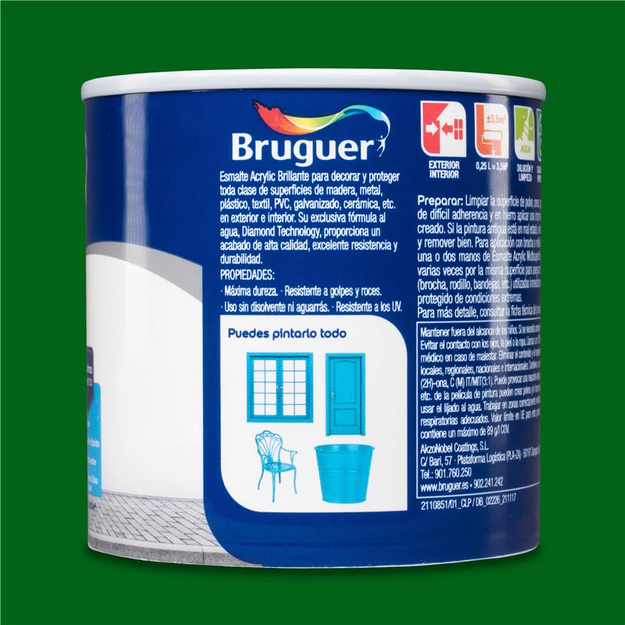 Esmalte Acryllic Multisuperficie Brillante Verde Primavera 0,250L