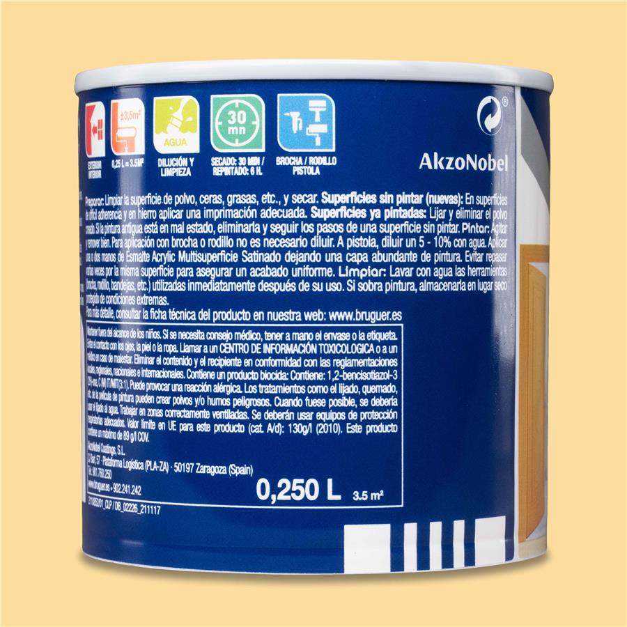 Esmalte Acryllic Multisuperficies Satinado Marfil Claro 0,250L
