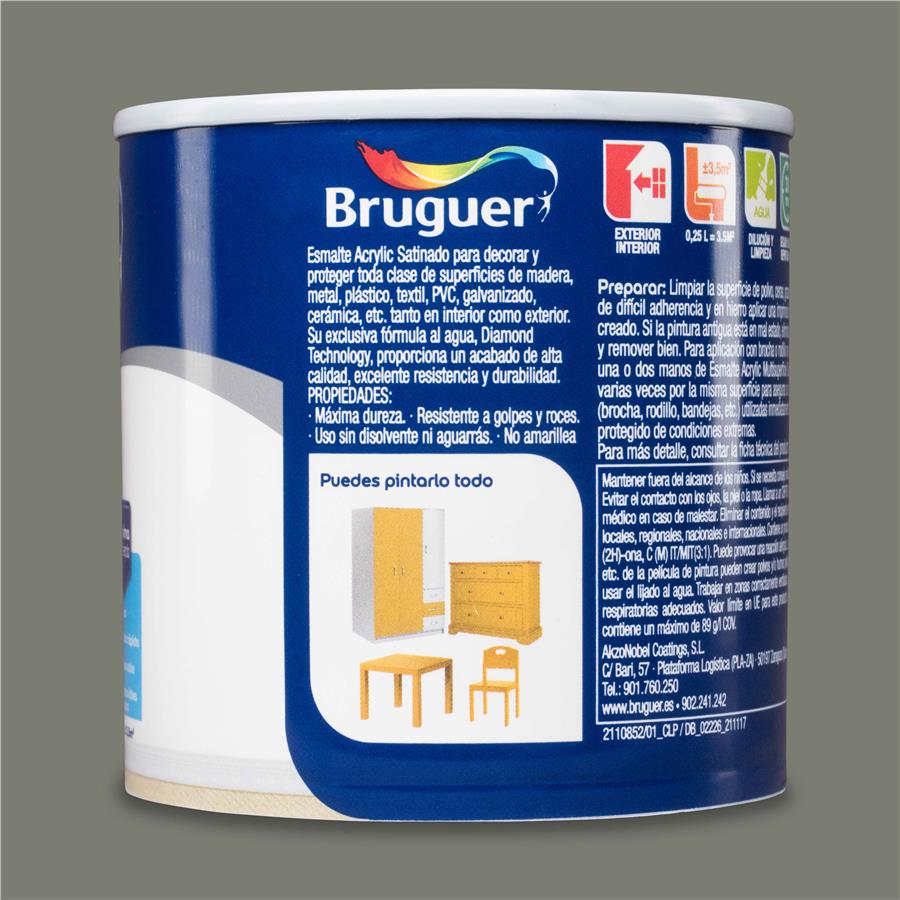 Esmalte Acryllic Multisuperficies Satinado Gris Perla 0,250L