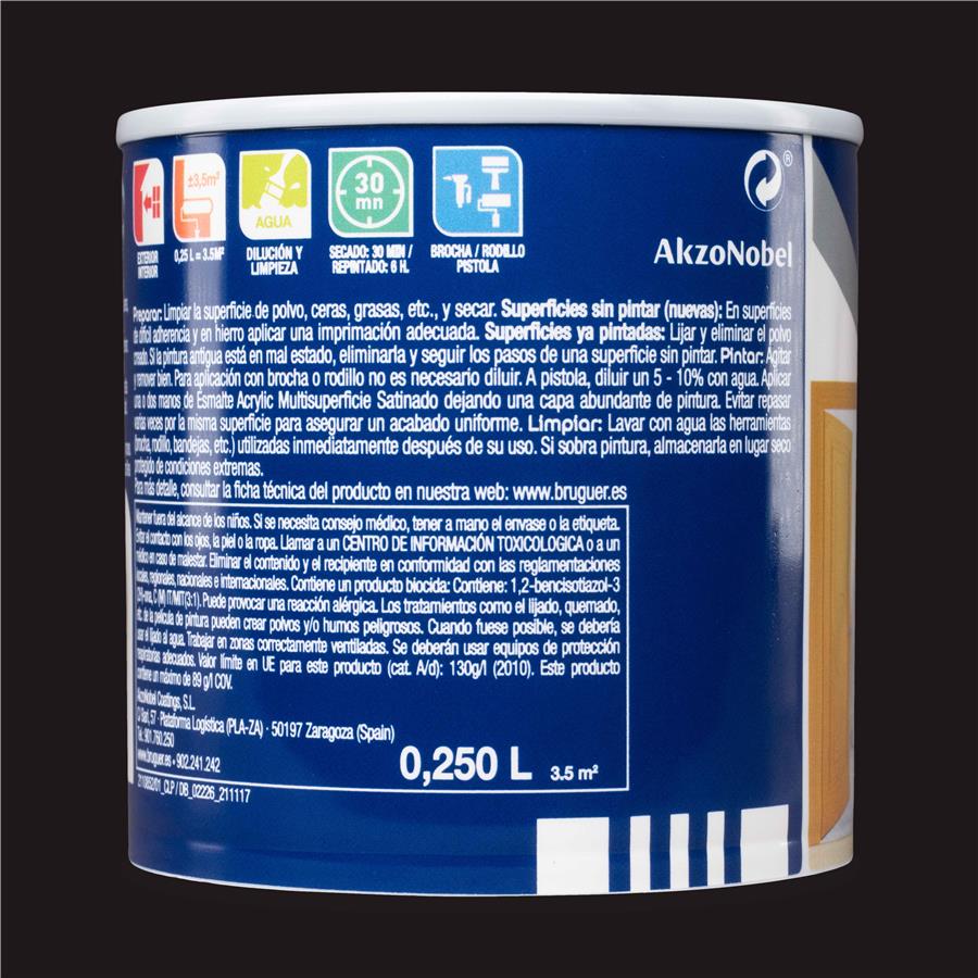 Esmalte Acryllic Multisuperficies Satinado Negro 0,250L