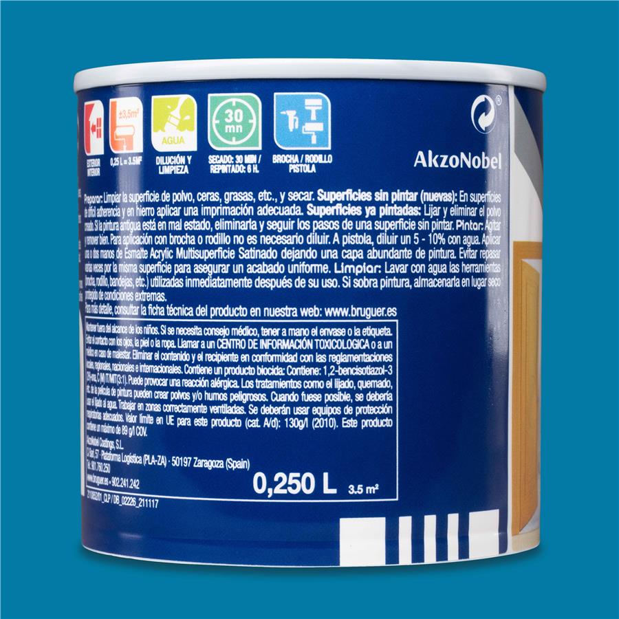 Esmalte Acryllic Multisuperficies Satinado Turquesa 0,250L