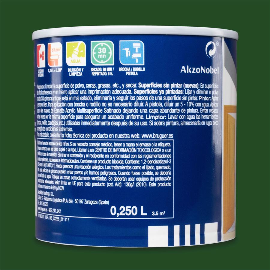Esmalte Acryllic Multisuperficies Satinado Verde Galicia 0,250L