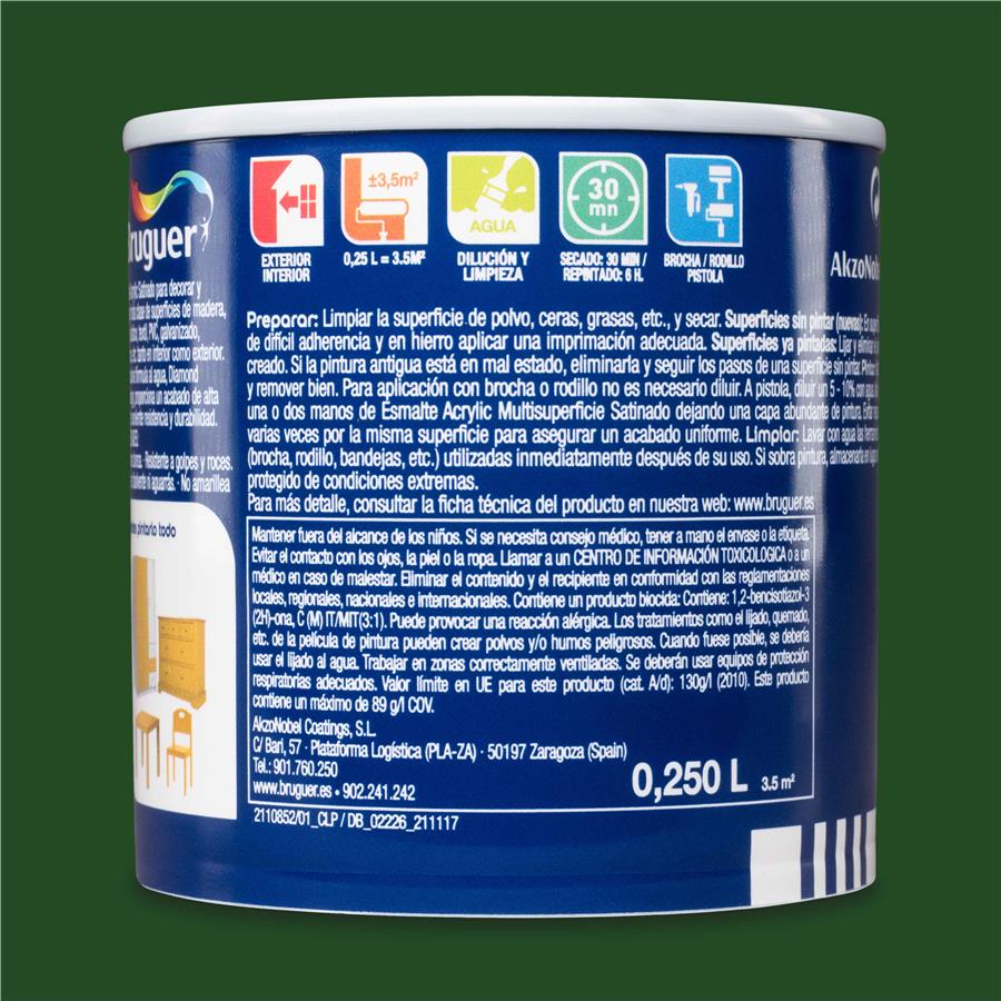 Esmalte Acryllic Multisuperficies Satinado Verde Galicia 0,250L