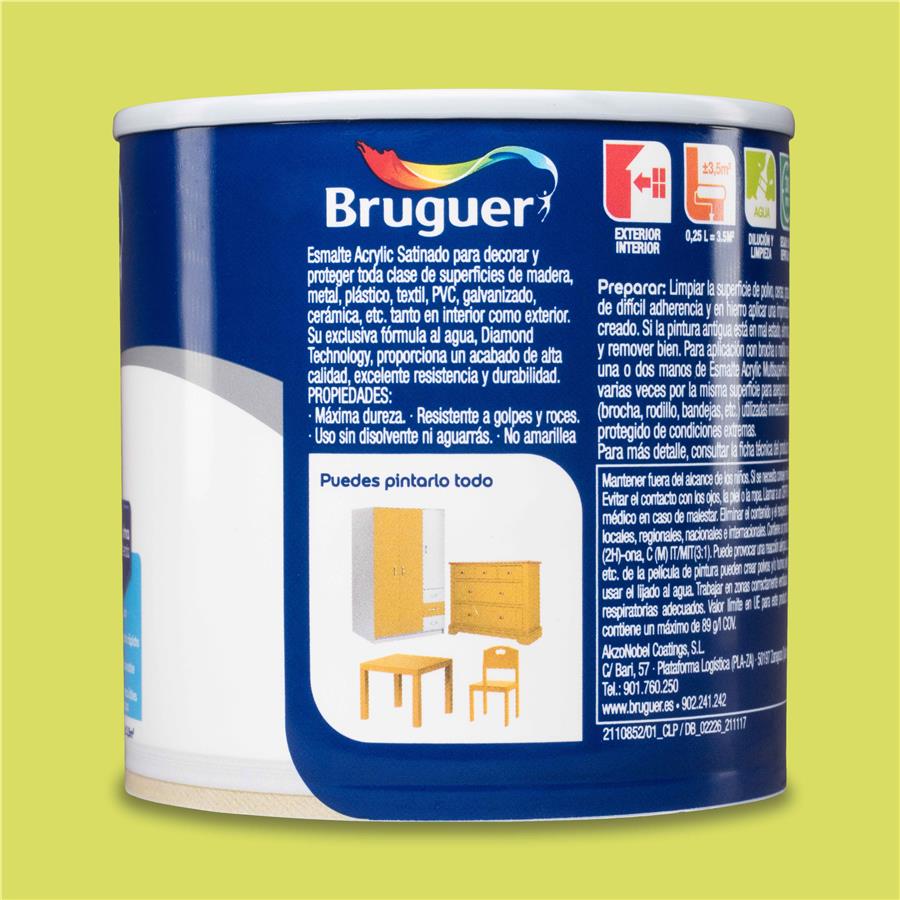 Esmalte Acryllic Multisuperficies Satinado Verde Lima 0,250L