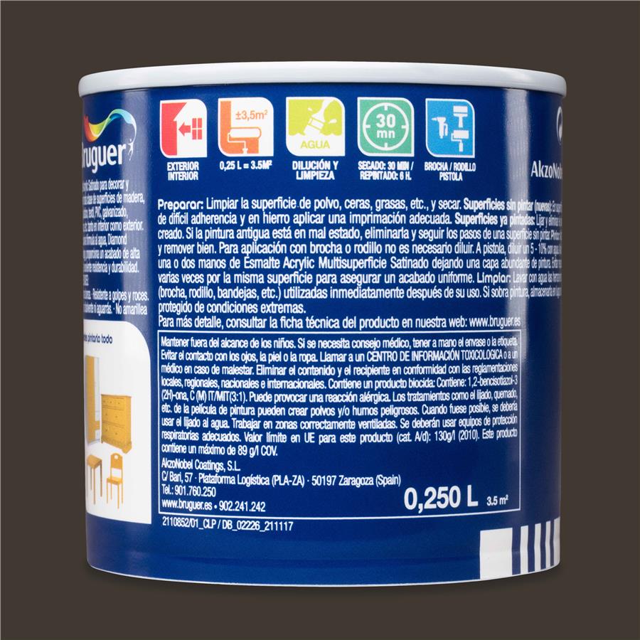 Esmalte Acryllic Multisuperficies Satinado Gris Arena 0,250L