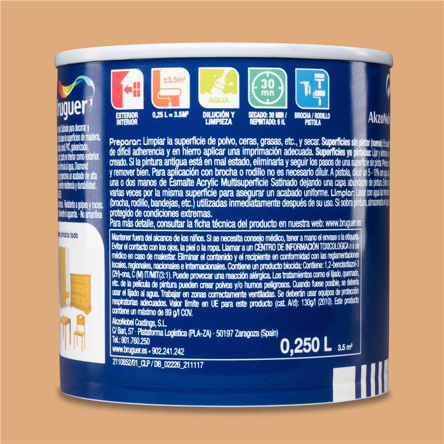 Esmalte Acryllic Multisuperficies Satinado Avellana 0,250L