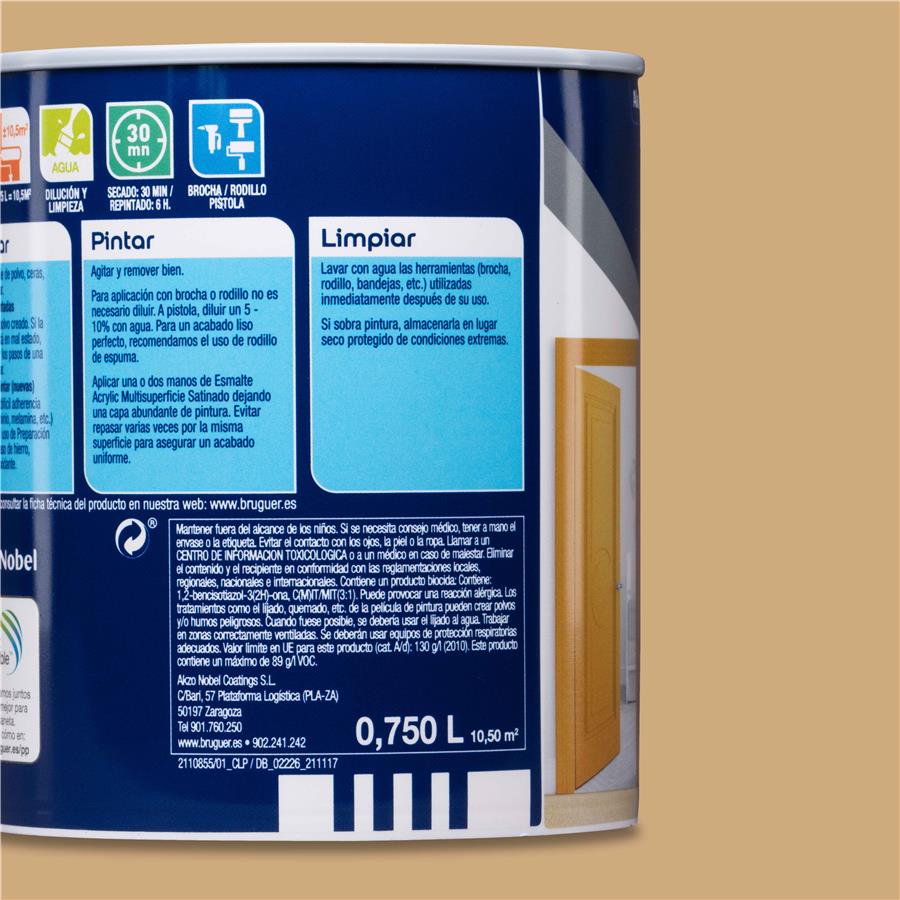 Esmalte Acryllic Multisuperficies Satinado Avellana 0,750L