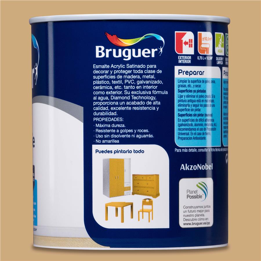 Esmalte Acryllic Multisuperficies Satinado Avellana 0,750L