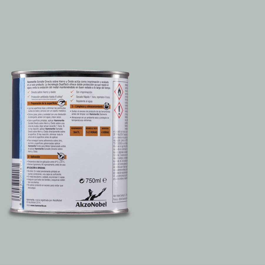 Hammerite acabado Liso Brillante Gris Plata 0,25L