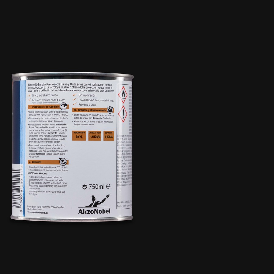 Hammerite acabado Liso Brillante Negro 0,75L
