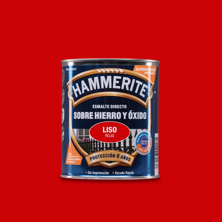 Hammerite acabado Liso Brillante Rojo 0,75L