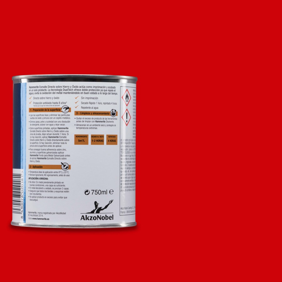 Hammerite acabado Liso Brillante Rojo 0,75L