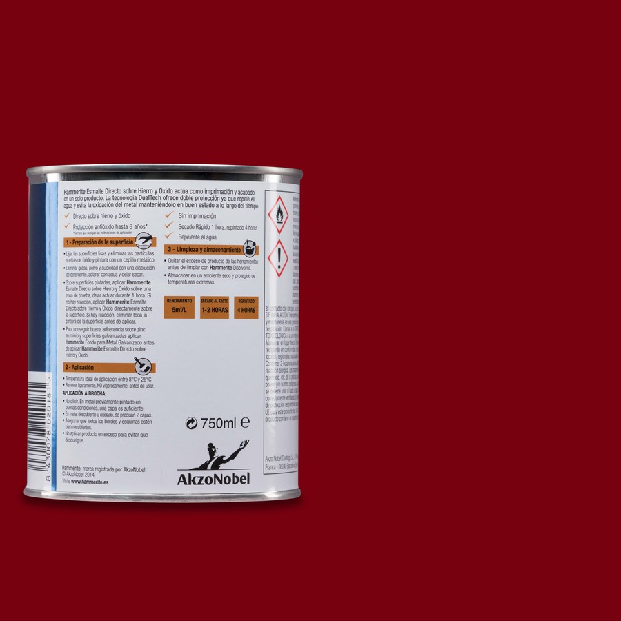 Hammerite acabado Liso Brillante Rojo Carruaje 0,25L