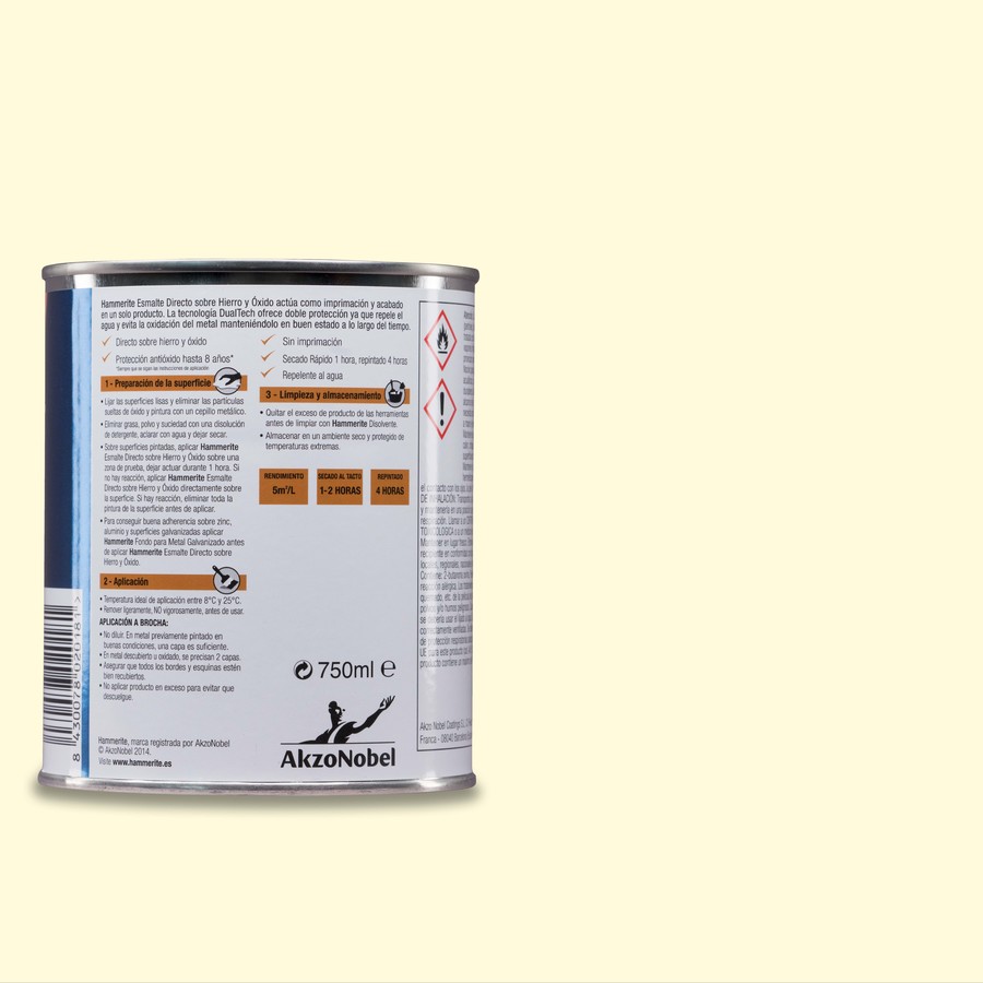 Hammerite acabado Liso Brillante Magnolia 0,25L