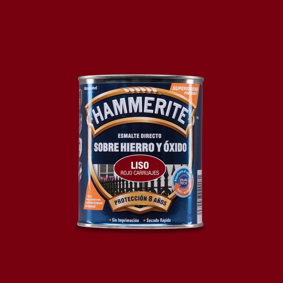 Hammerite acabado Liso Brillante Rojo Carruaje 5L