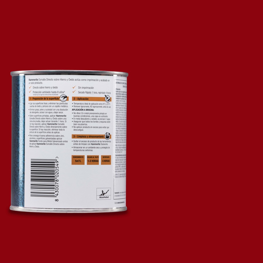Hammerite acabado Martelé Rojo 0,75L