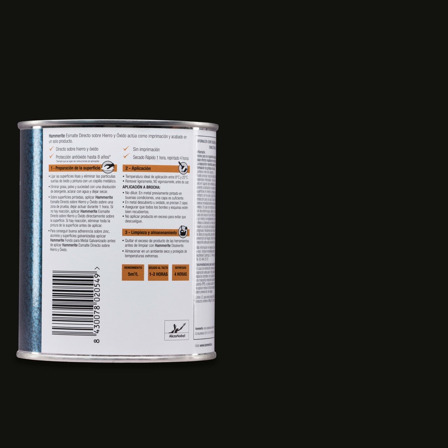 Hammerite acabado Martelé Negro 5L