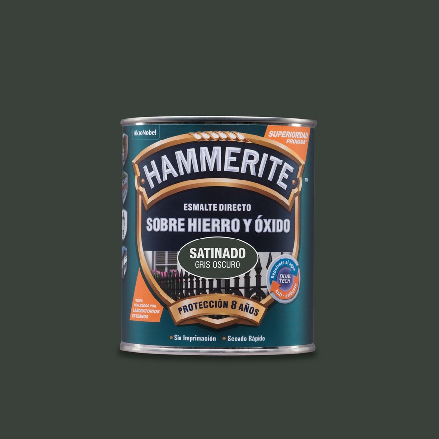 Hammerite acabado Liso Satinado Gris Oscuro 0,25L