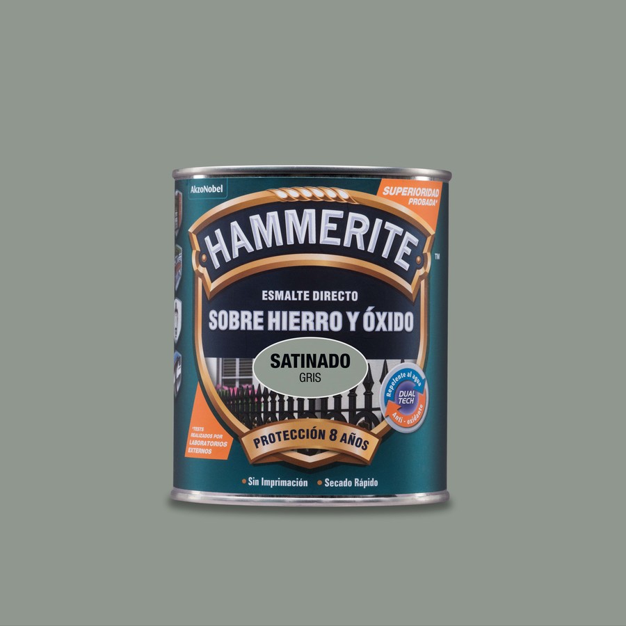 Hammerite acabado Liso Satinado Gris 0,75L