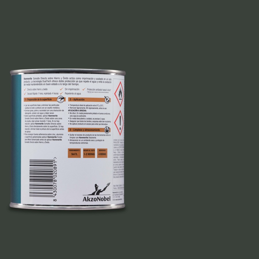Hammerite acabado Liso Satinado Gris Oscuro 0,75L