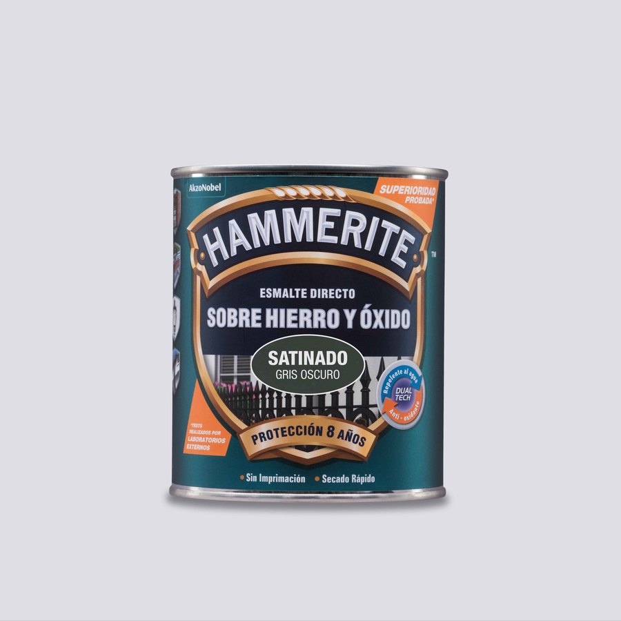 Hammerite acabado Liso Satinado Gris Oscuro 5L