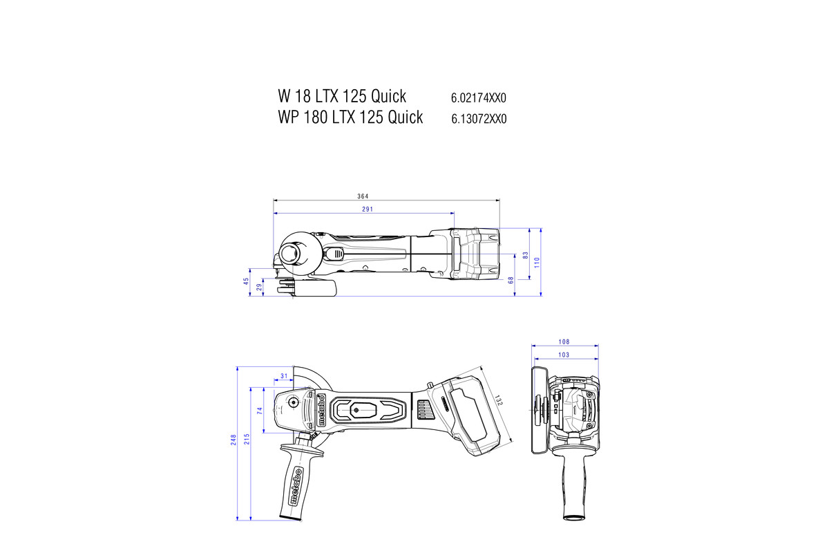 WP 18 LTX 125 Quick Amoladora angular de batería