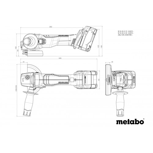W 18 L BL 9-125 Amoladora angular de batería