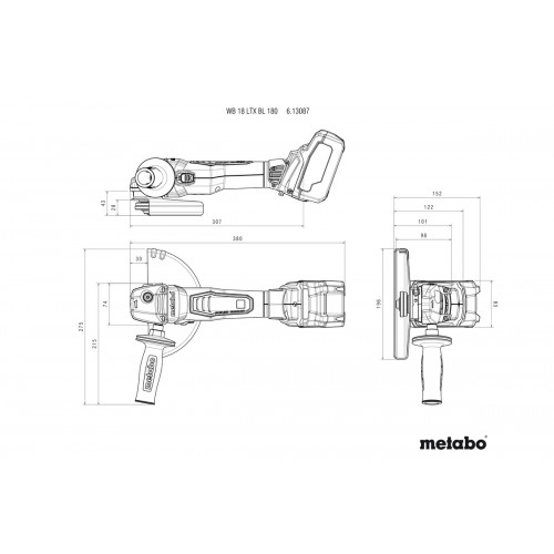 WB 18 LTX BL 180 Amoladora angular de batería
