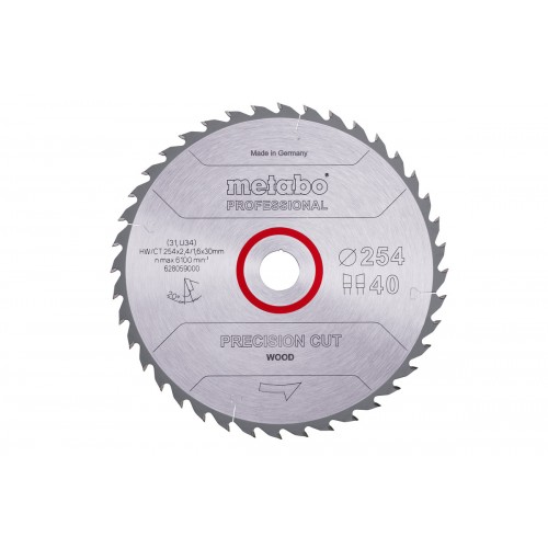 Hoja de sierra "precision cut wood - professional", 254x30, D40 DI 20° (628059000)