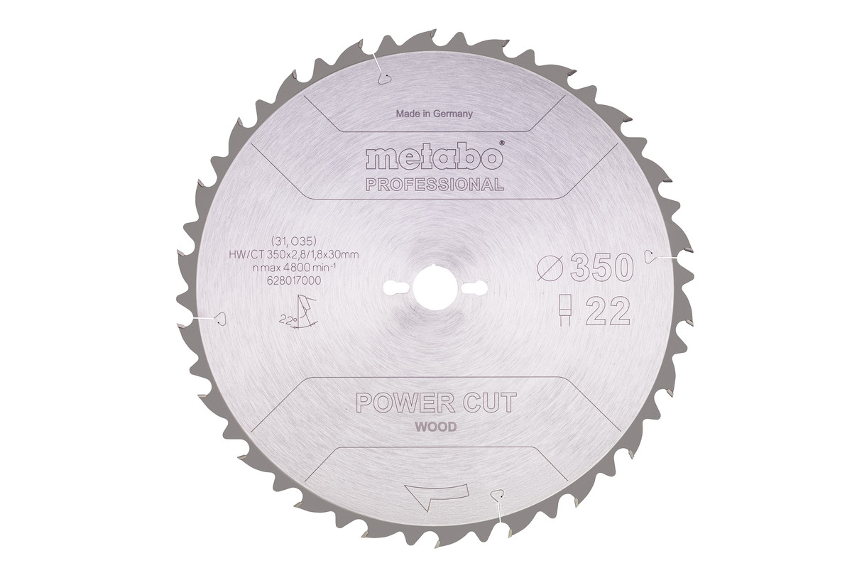 Hoja de sierra "power cut wood - professional", 350x30, D22 DP 22°