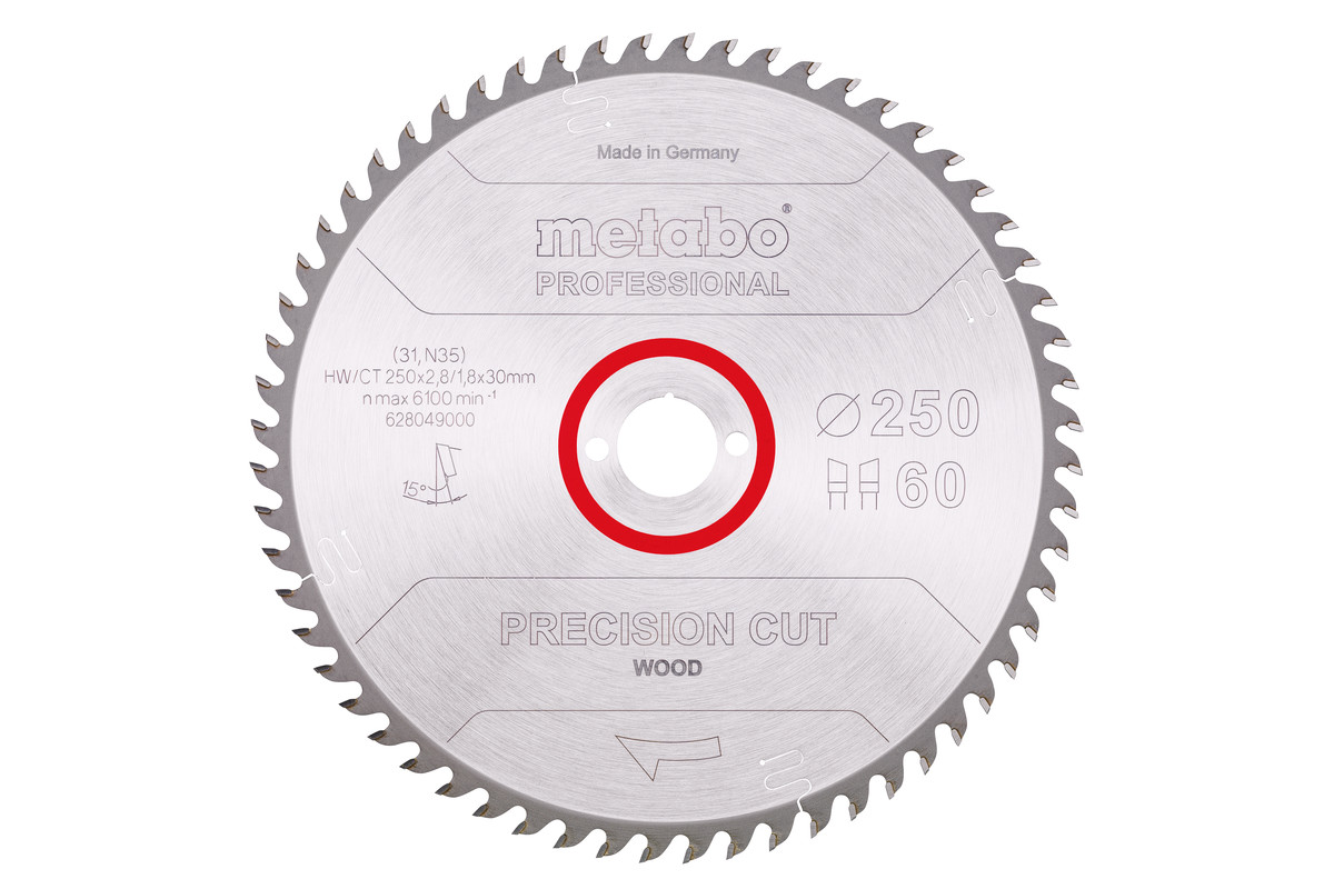 Hoja de sierra "precision cut wood - professional", 250x30, D60 DI 15°