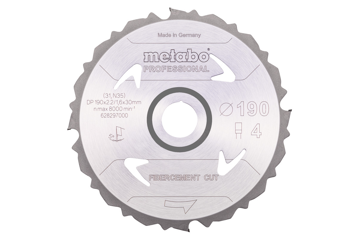 Hoja de sierra "fibercement cut - professional", 190x30 D4 PCD FZ 5°