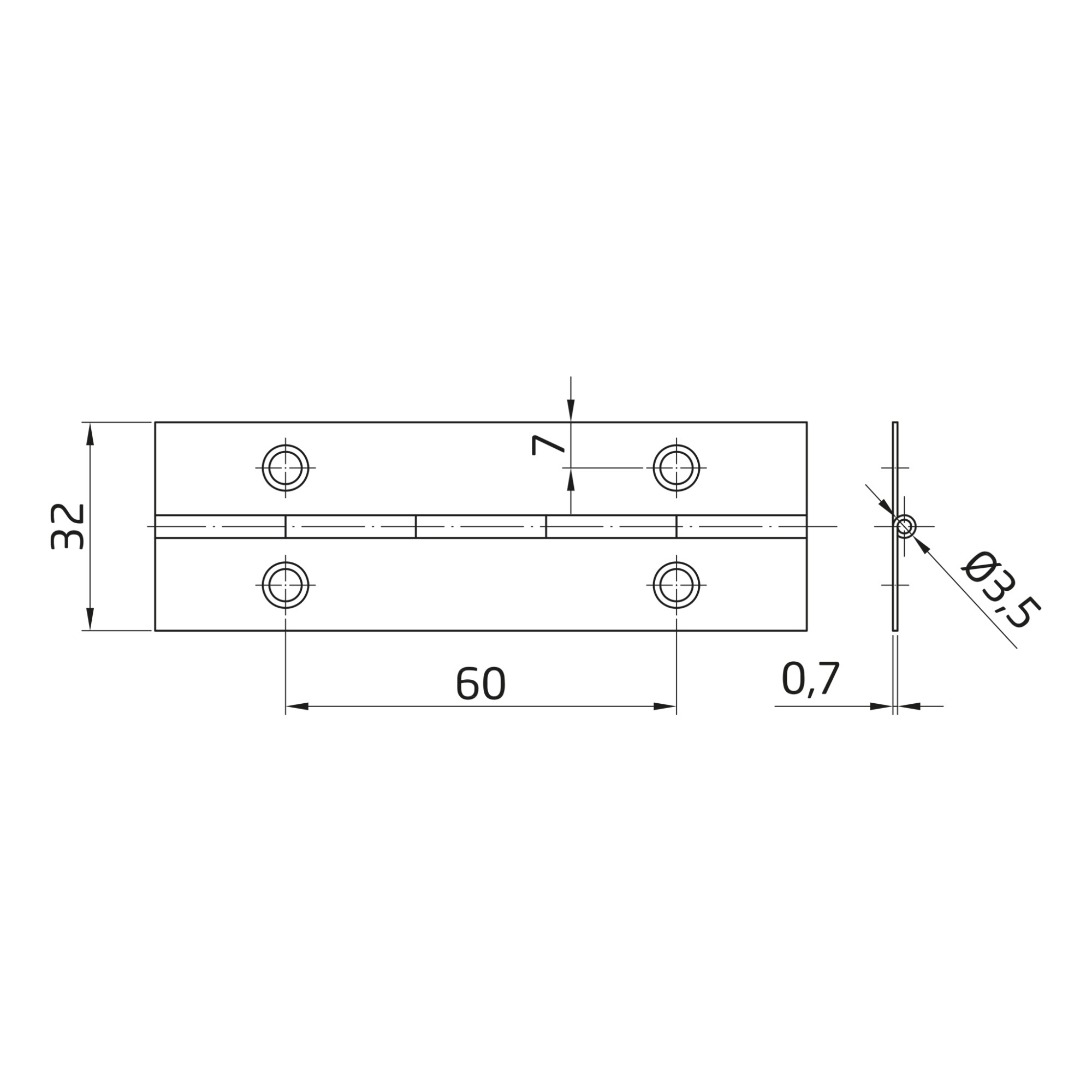 AMIG 18419 | Bisagra piano  2 | 1020 x 32 mm | Acero | Latonado barnizado
