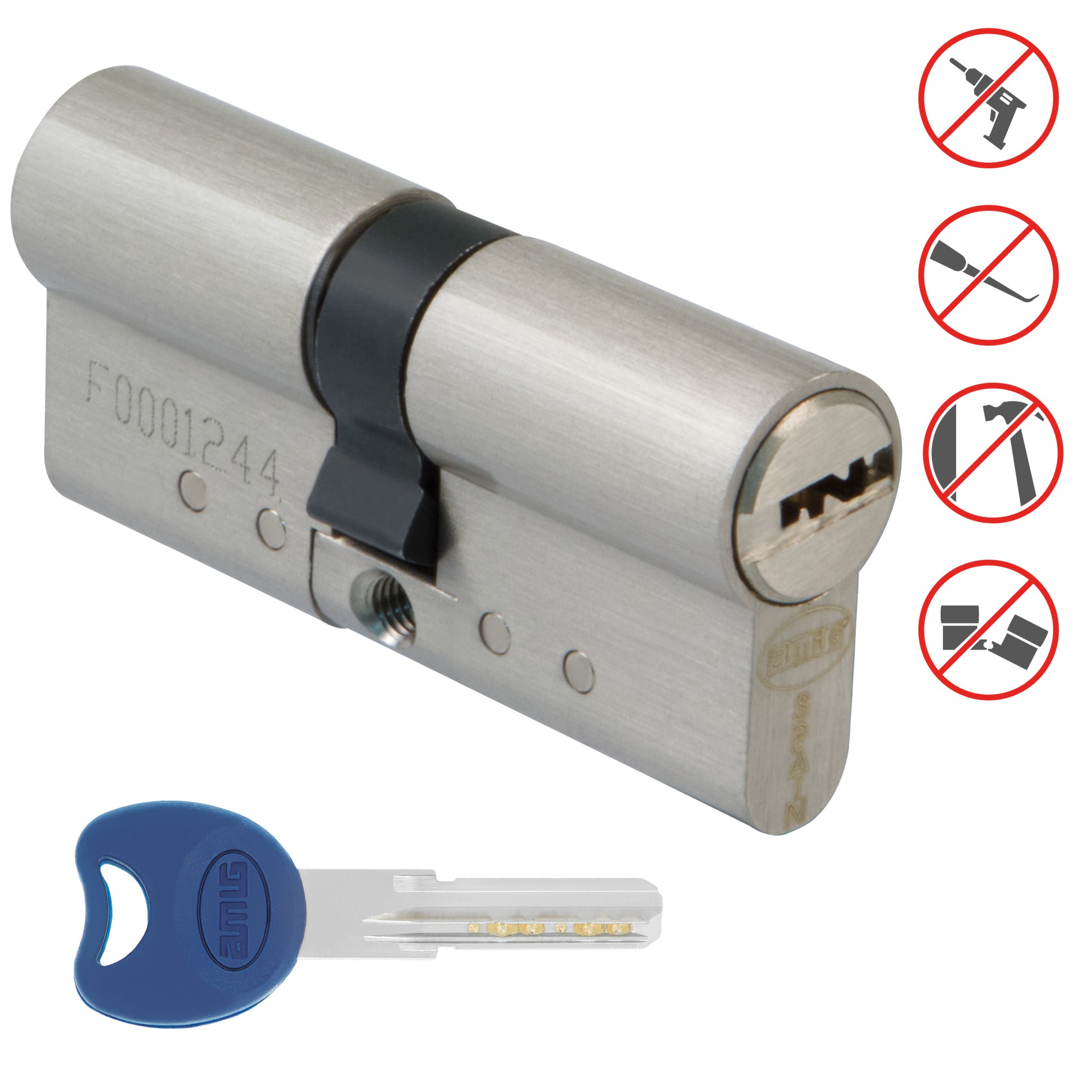 AMIG 21544 | Cilindro  10000 | 62 (31-31) | Latón | Cromado mate