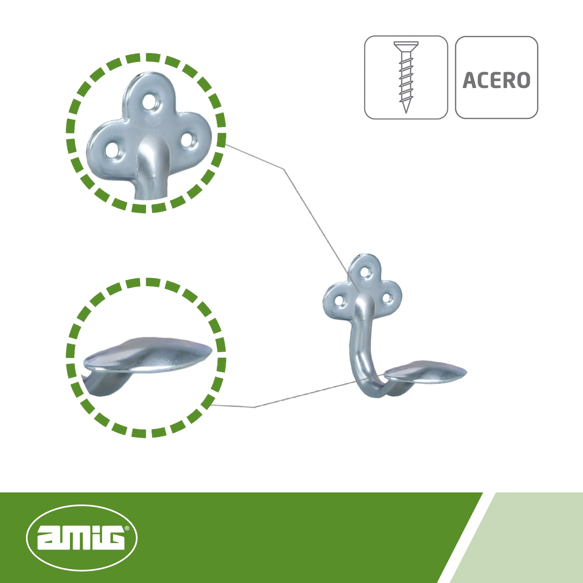 AMIG 148 | Colgador  2 | Acero | Zincado