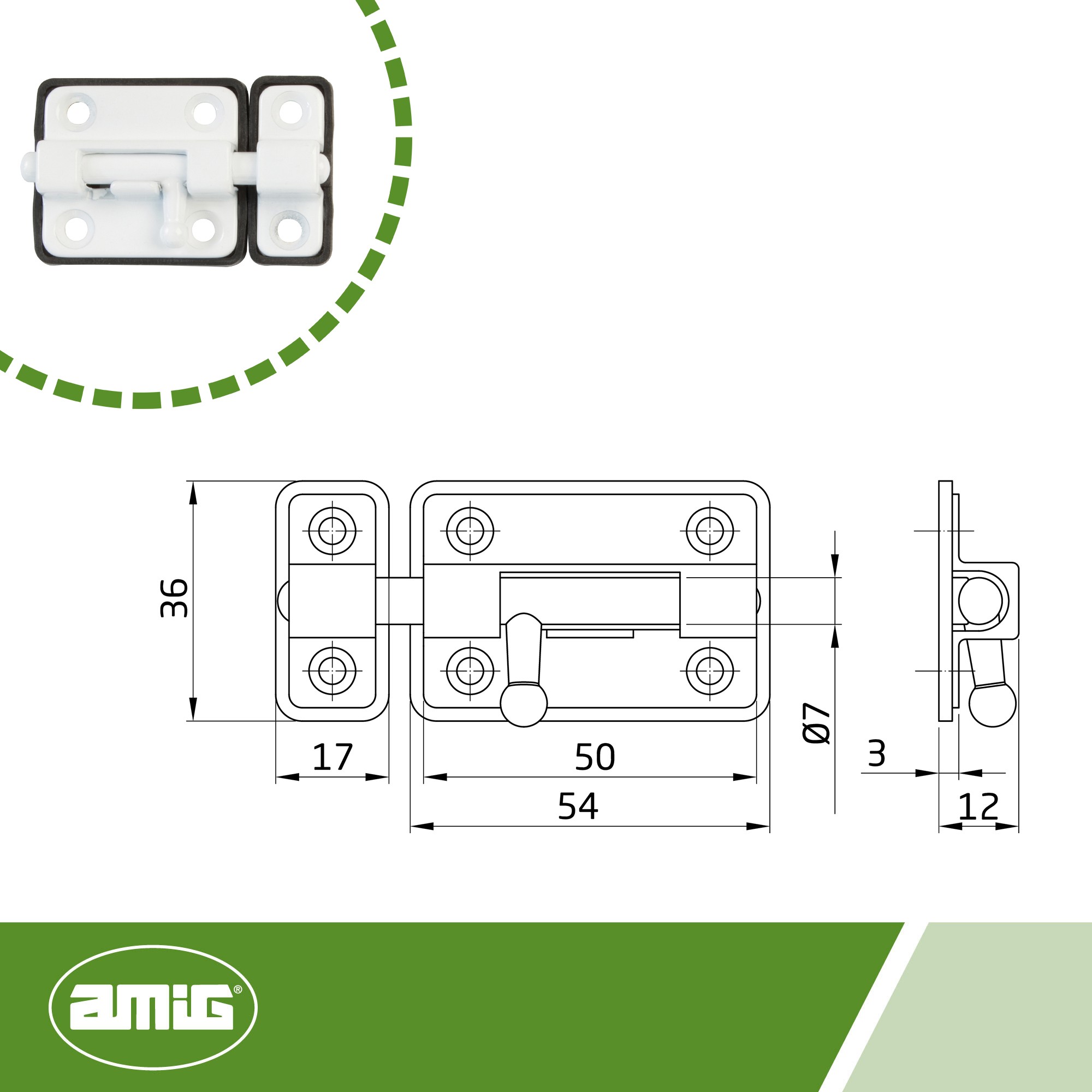 AMIG 19508 | Pasador  383 | 50 mm | Zamak | Blanco