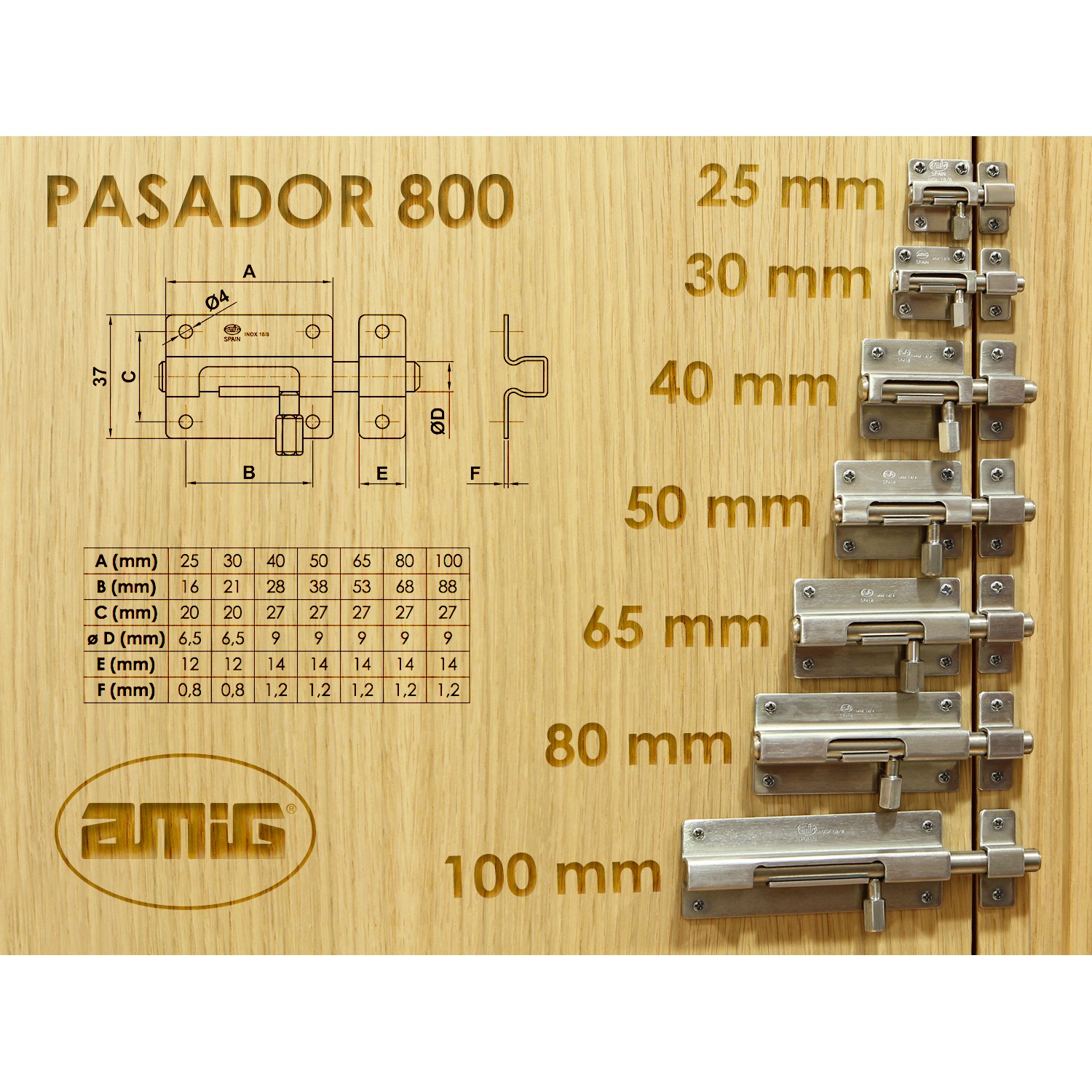 AMIG 2911 | Pasador  800 | 40 mm | Acero inoxidable 18/8 | Mate